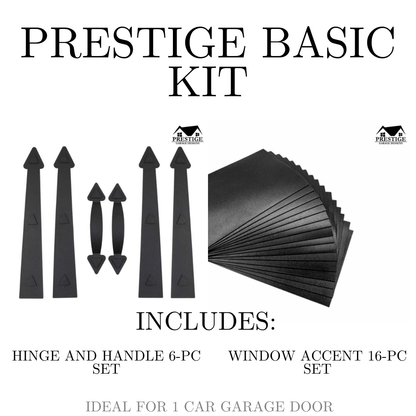 Prestige Garage Door Accent Kit – Decorative Hinges, Handles & Faux Windows | Magnetic DIY Upgrade for 1 - Car Garage