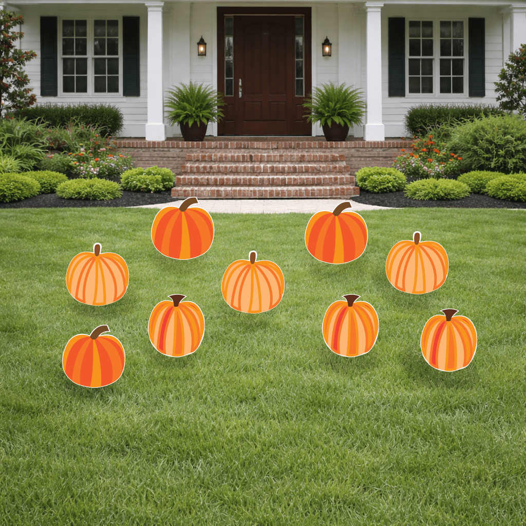 Pumpkin Yard Cards – 9-Piece Fall Pumpkin Yard Sign Set with Stakes