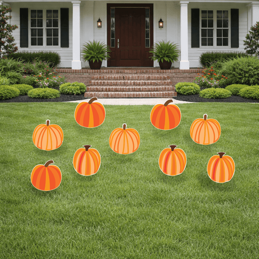 Pumpkin Yard Cards – 9-Piece Fall Pumpkin Yard Sign Set with Stakes