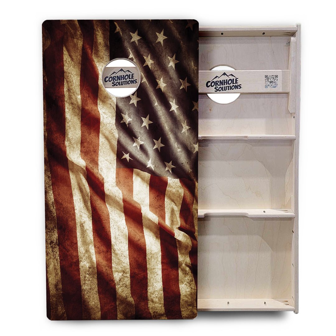 Rustic Wavy Flag Cornhole Boards - Professional Tournament Series