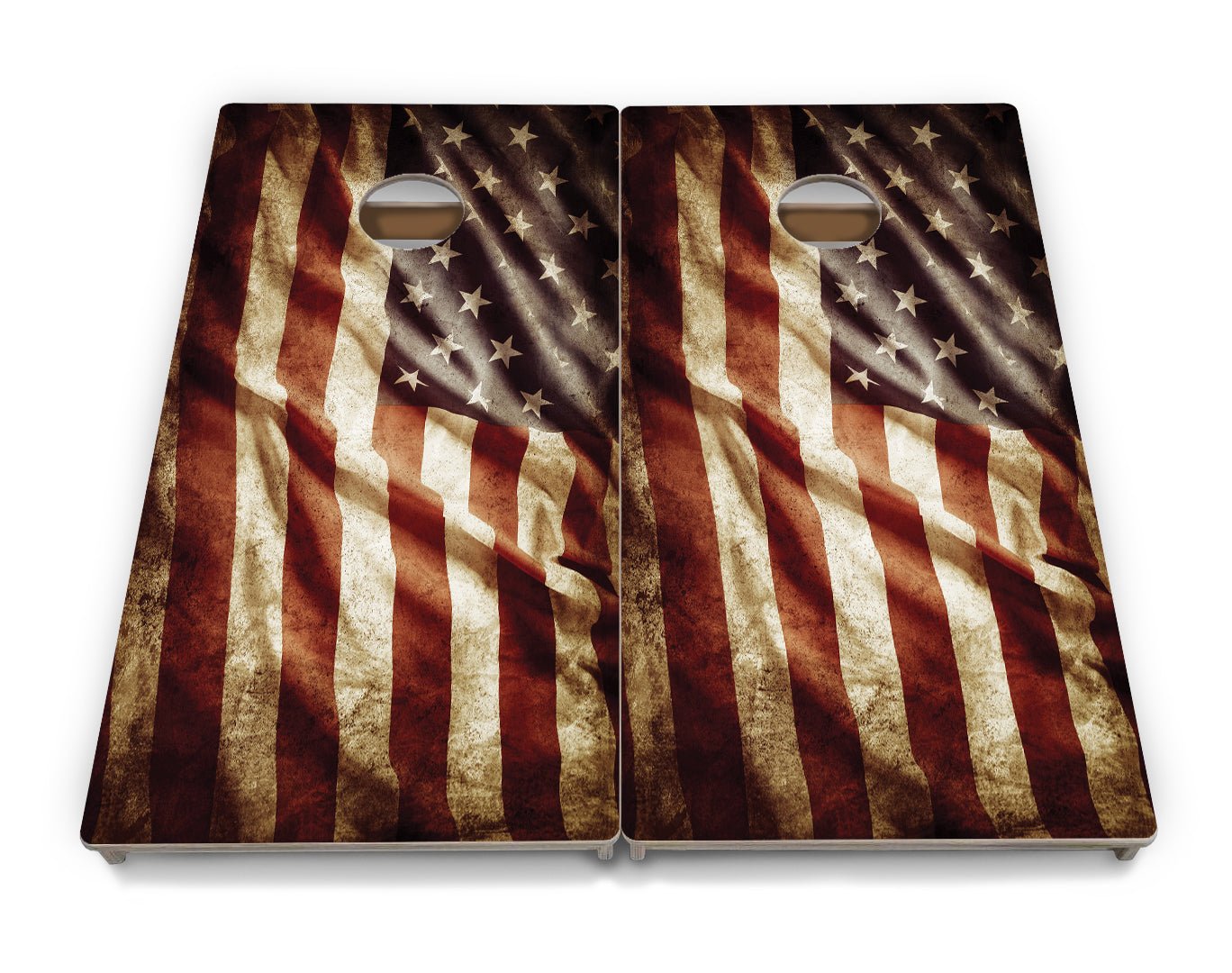 Rustic Wavy Flag Cornhole Boards - Professional Tournament Series