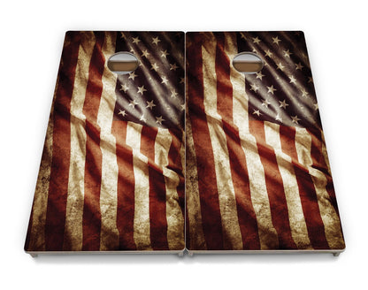 Rustic Wavy Flag Cornhole Boards - Professional Tournament Series