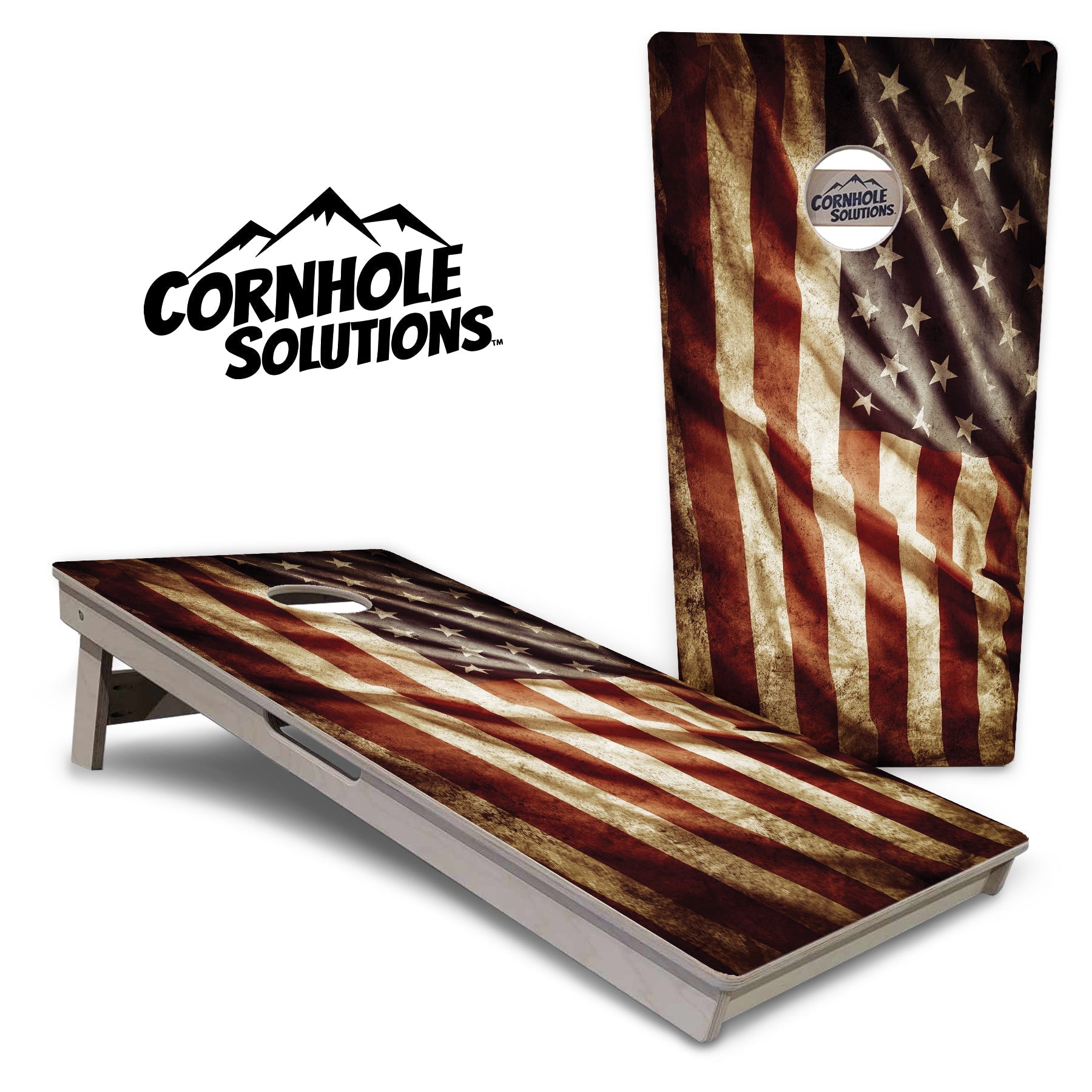 Rustic Wavy Flag Cornhole Boards - Professional Tournament Series