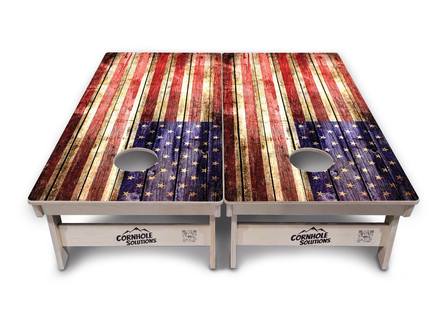 Rustic Wood Flag Cornhole Boards - Professional Tournament Series