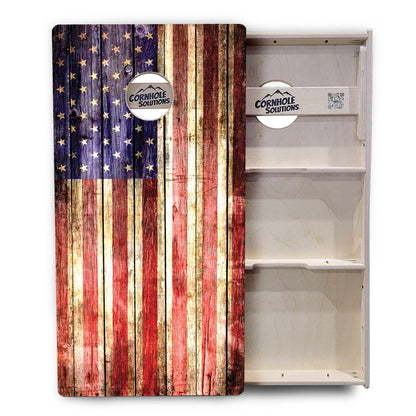 Rustic Wood Flag Cornhole Boards - Professional Tournament Series