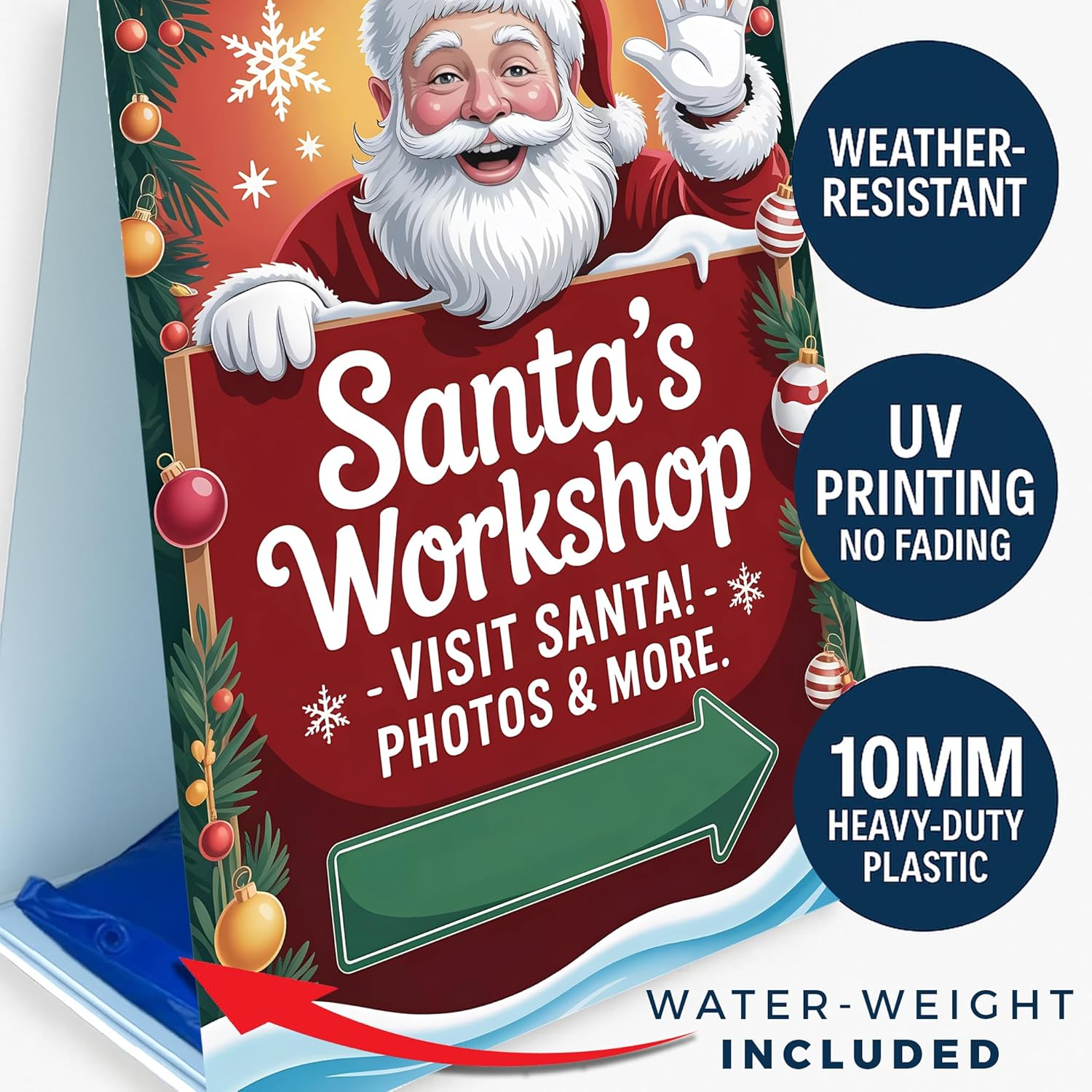 Santa’s Workshop Corrugated Plastic A - Frame Signs for Sidewalk & Retail Use