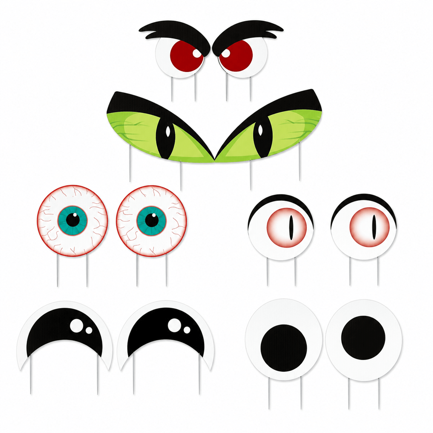 Scary Eyes Halloween Yard Decorations – 12-Piece Outdoor Lawn & Bush Sign Set with Stakes