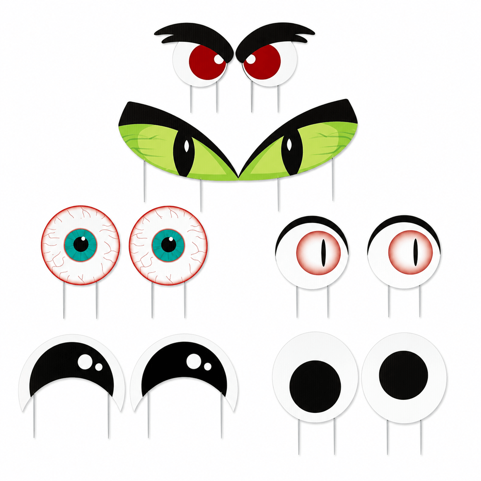 Scary Eyes Halloween Yard Decorations – 12-Piece Outdoor Lawn & Bush Sign Set with Stakes