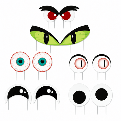 Scary Eyes Halloween Yard Decorations – 12-Piece Outdoor Lawn & Bush Sign Set with Stakes