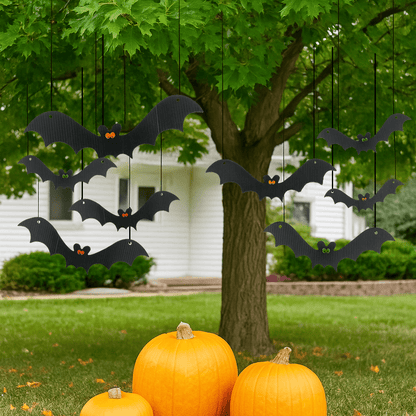Scary Hanging Bats Set of 12 Halloween Decorations