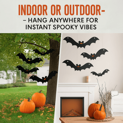 Scary Hanging Bats Set of 12 Halloween Decorations