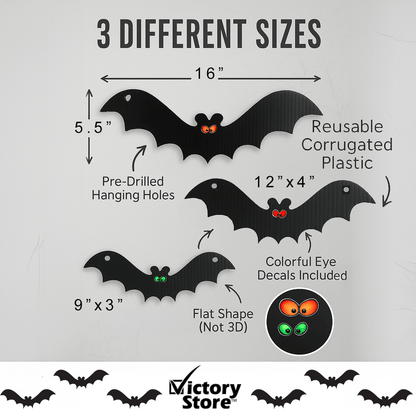 Scary Hanging Bats Set of 12 Halloween Decorations