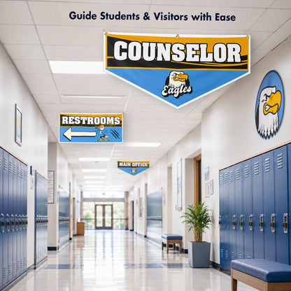 School Hallway Location Banners | 2x4 Ft Vinyl Signs with Grommets, Double-Sided