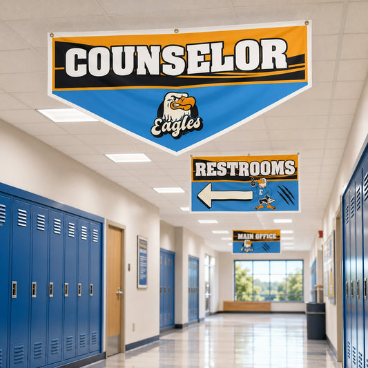 School Hallway Location Banners | 2x4 Ft Vinyl Signs with Grommets, Double-Sided