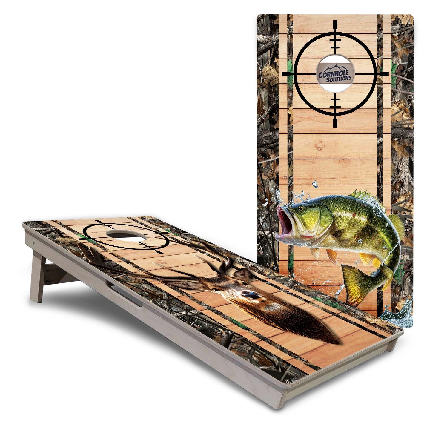 Scope Deer & Fish Plank Cornhole Boards - Professional Tournament Series