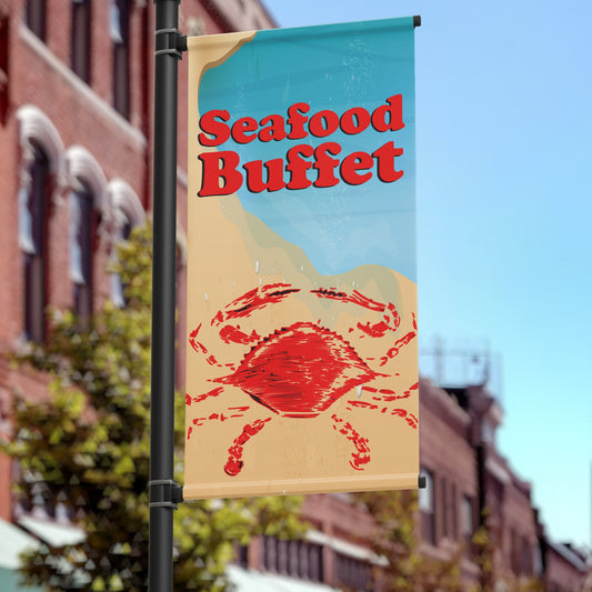 Seafood Buffet with Crab 18"x36" Pole Banner