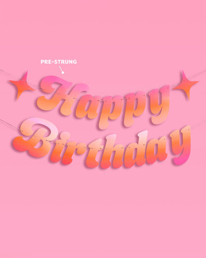 Happy Birthday Sunset Banner - pink + orange banner