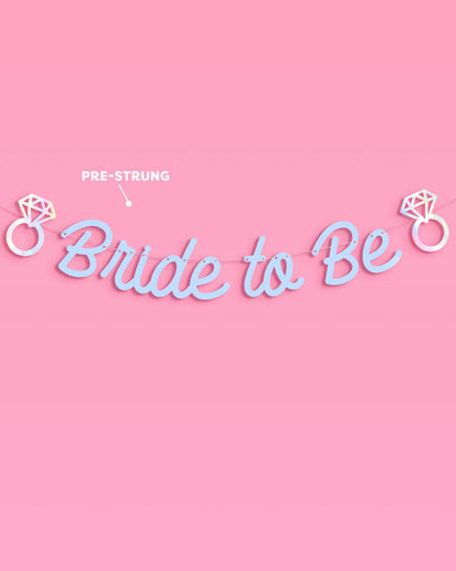 Blue Bride To Be Banner - matte blue + iridescent foil
