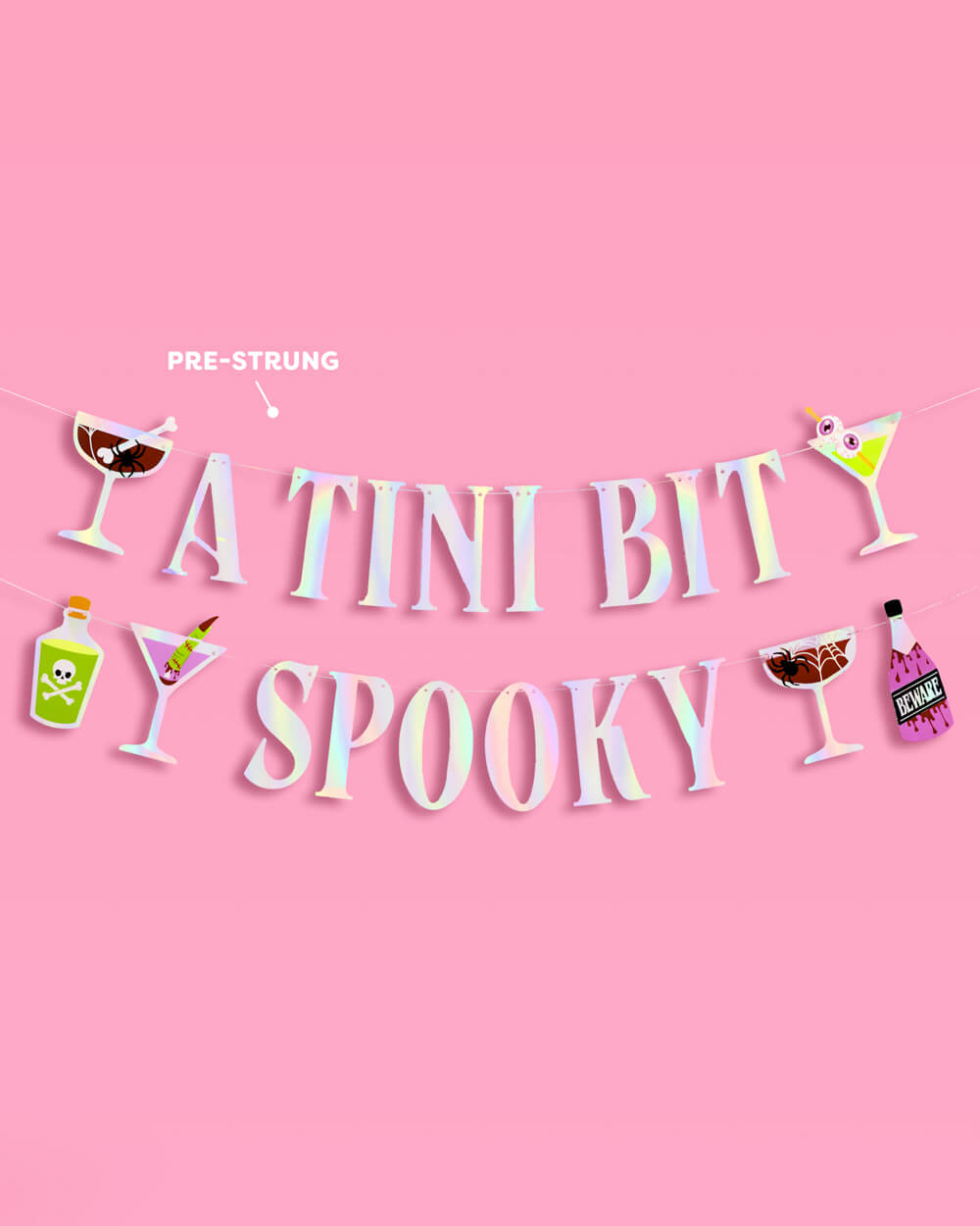 Tini Bit Spooky Banner - iridescent foil banner