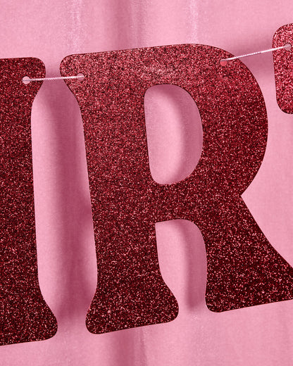 Burgundy Bday Banner - 5 ft burgundy glitter banner