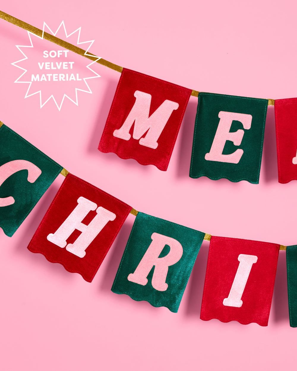 Merry Christmas Banner - velvet flag banner