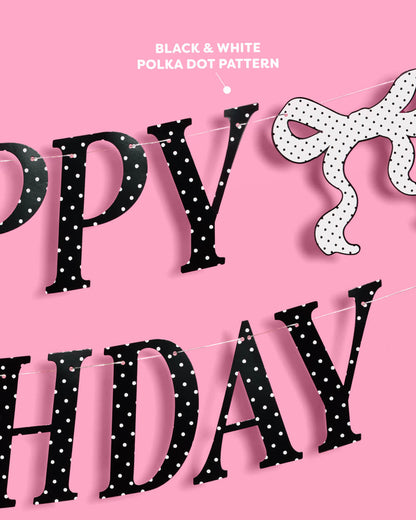 Polka Dot Birthday Banner - black + white pre strung banner