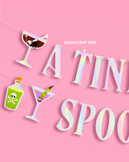 Tini Bit Spooky Banner - iridescent foil banner