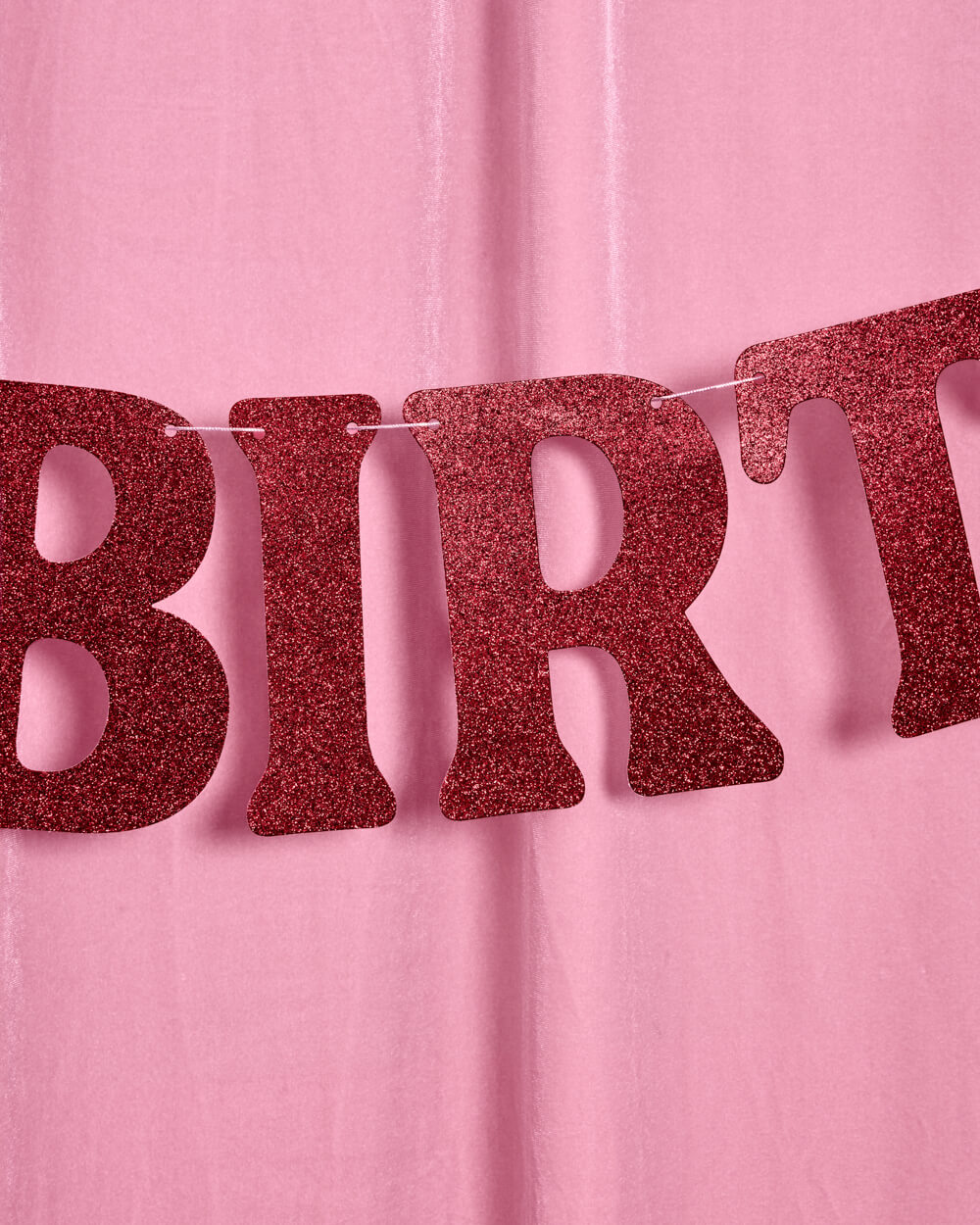Burgundy Bday Banner - 5 ft burgundy glitter banner