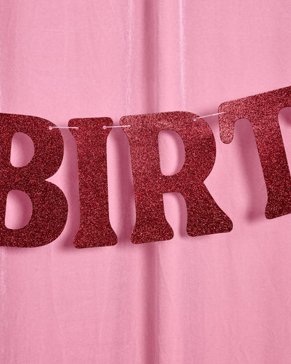 Burgundy Bday Banner - 5 ft burgundy glitter banner