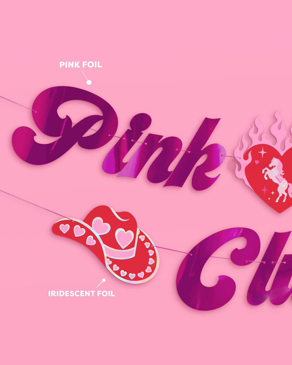 Pink Pony Club Banner - pink foil banner