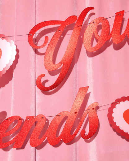 Kiss Your Friends Banner - glitter paper banner