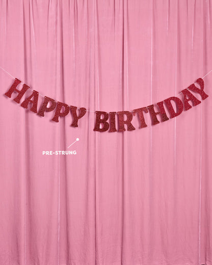 Burgundy Bday Banner - 5 ft burgundy glitter banner