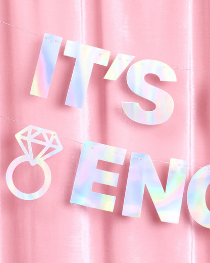 It's Giving Engaged Banner - iridescent foil banner