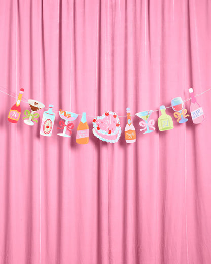 21st Birthday Banner - cocktail garland