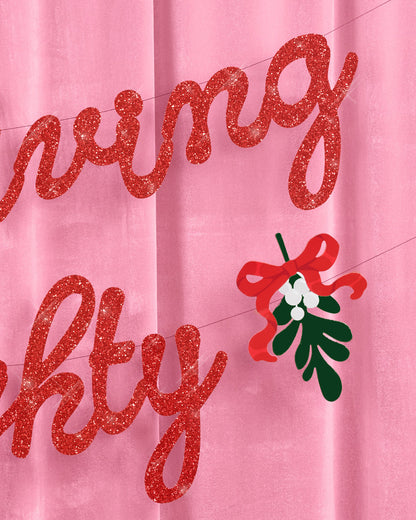 It's Giving Naughty Banner - red glitter banner
