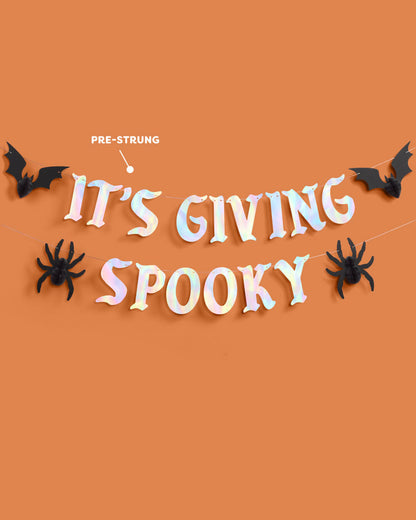 It's Giving Spooky Banner - iridescent foil banner