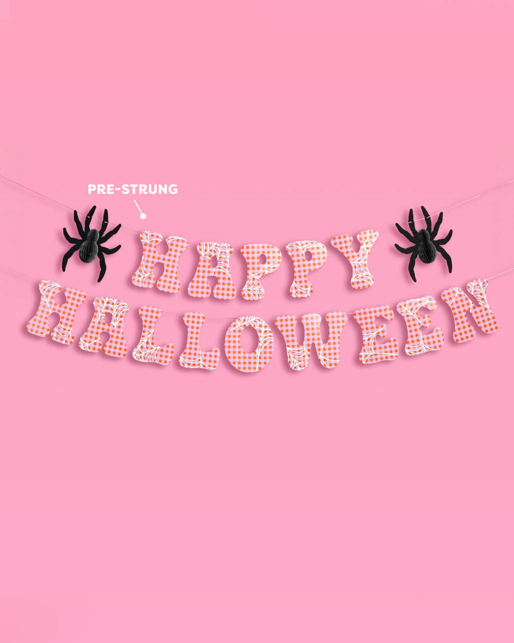 Creepin' it Cute Banner - pink gingham + spider banner