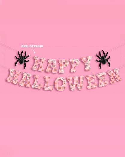 Creepin' it Cute Banner - pink gingham + spider banner