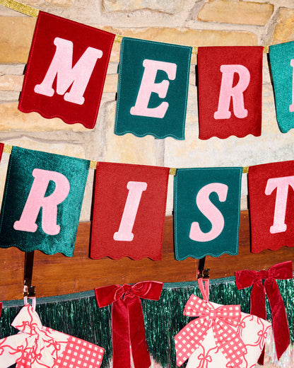 Merry Christmas Banner - velvet flag banner