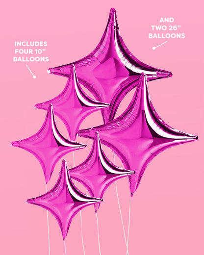 Pink Sparkle Balloon - 6 pc pink foil set