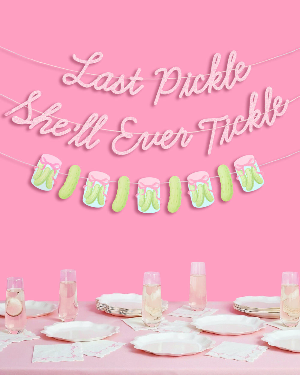 Last Pickle Banner - pink glitter banner
