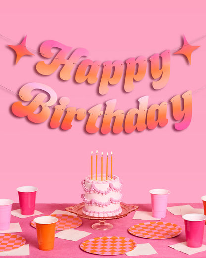 Happy Birthday Sunset Banner - pink + orange banner