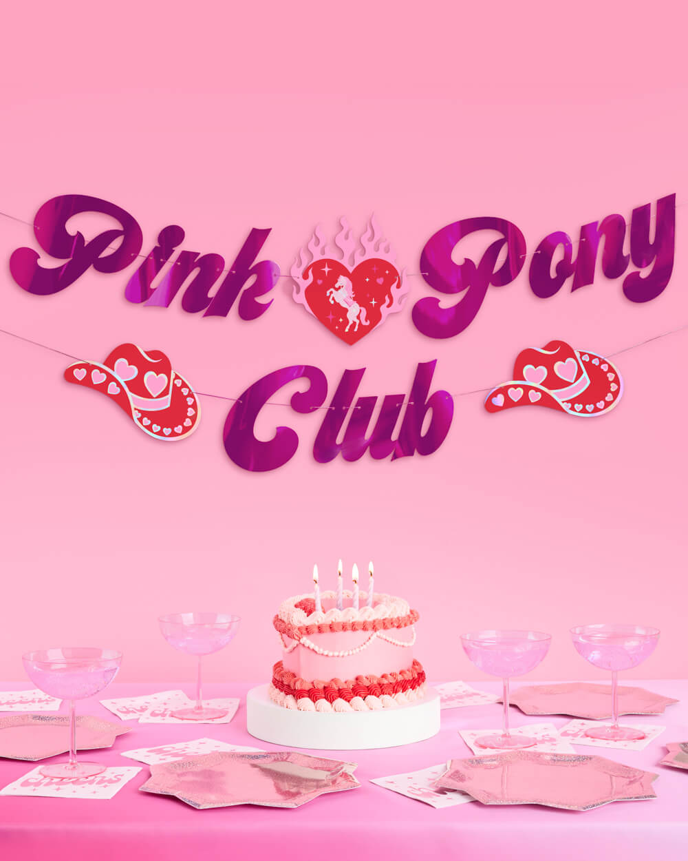 Pink Pony Club Banner - pink foil banner