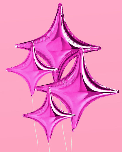 Pink Sparkle Balloon - 6 pc pink foil set