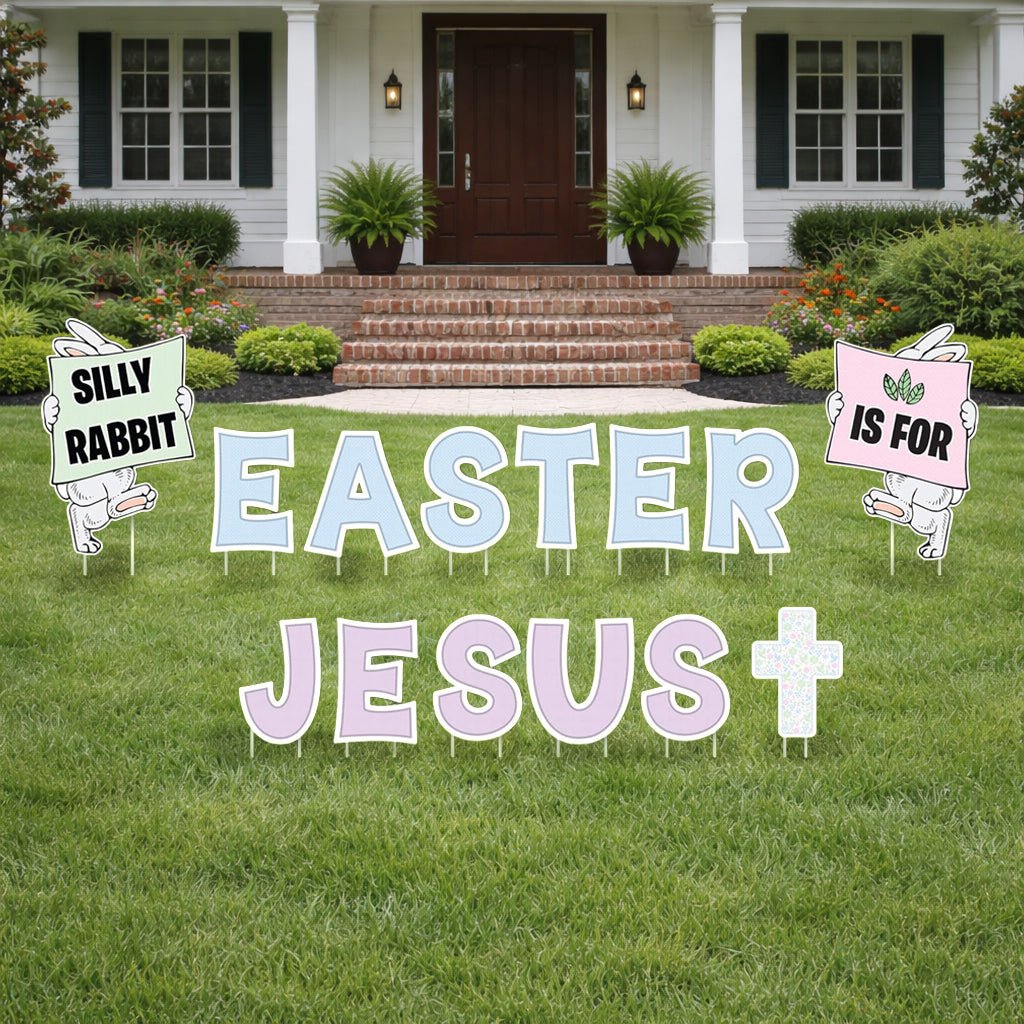 Silly Rabbit Easter is for Jesus Yard Decoration | 14 pc Set