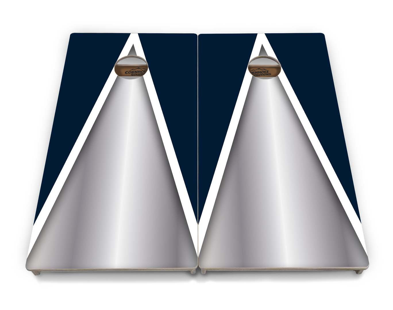 Silver/Blue Triangle Cornhole Boards - Professional Tournament Series