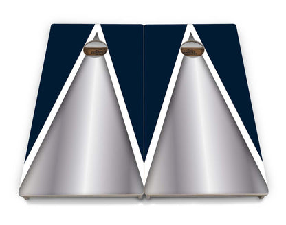 Silver/Blue Triangle Cornhole Boards - Professional Tournament Series