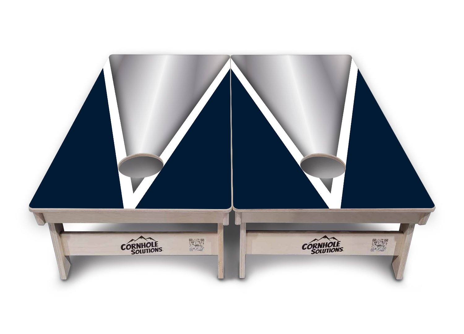 Silver/Blue Triangle Cornhole Boards - Professional Tournament Series