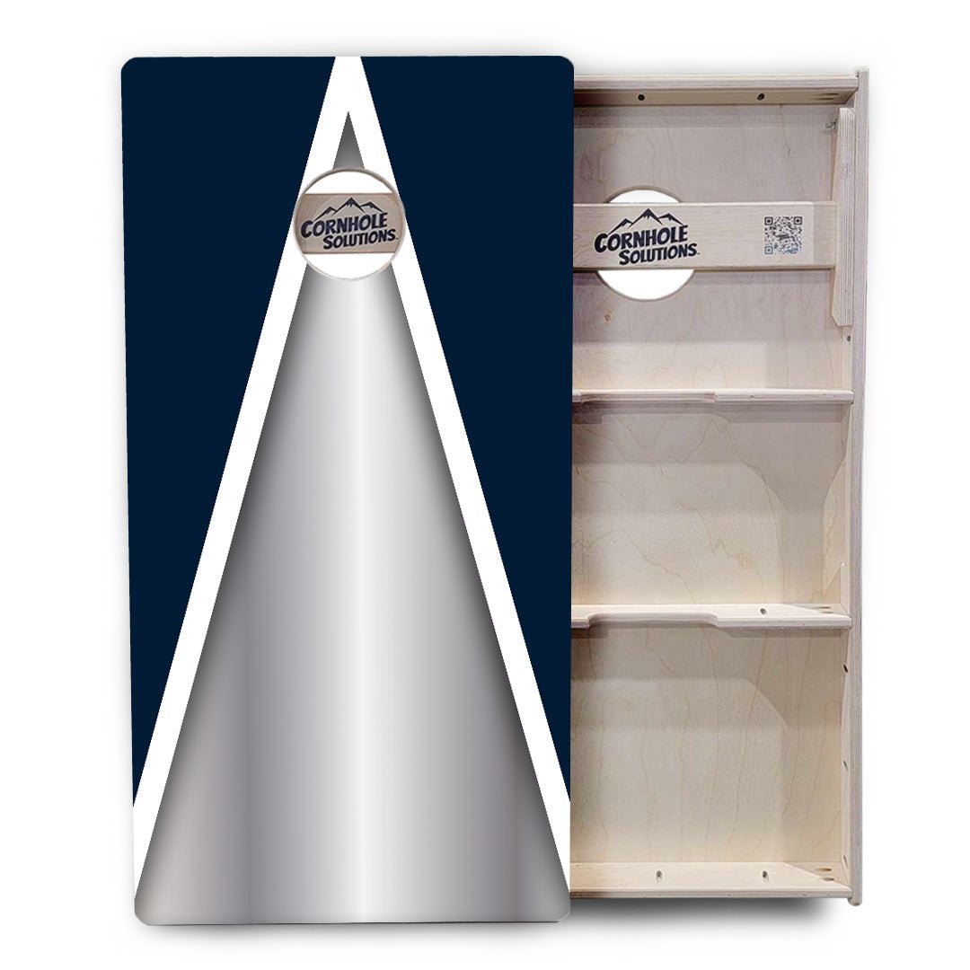 Silver/Blue Triangle Cornhole Boards - Professional Tournament Series