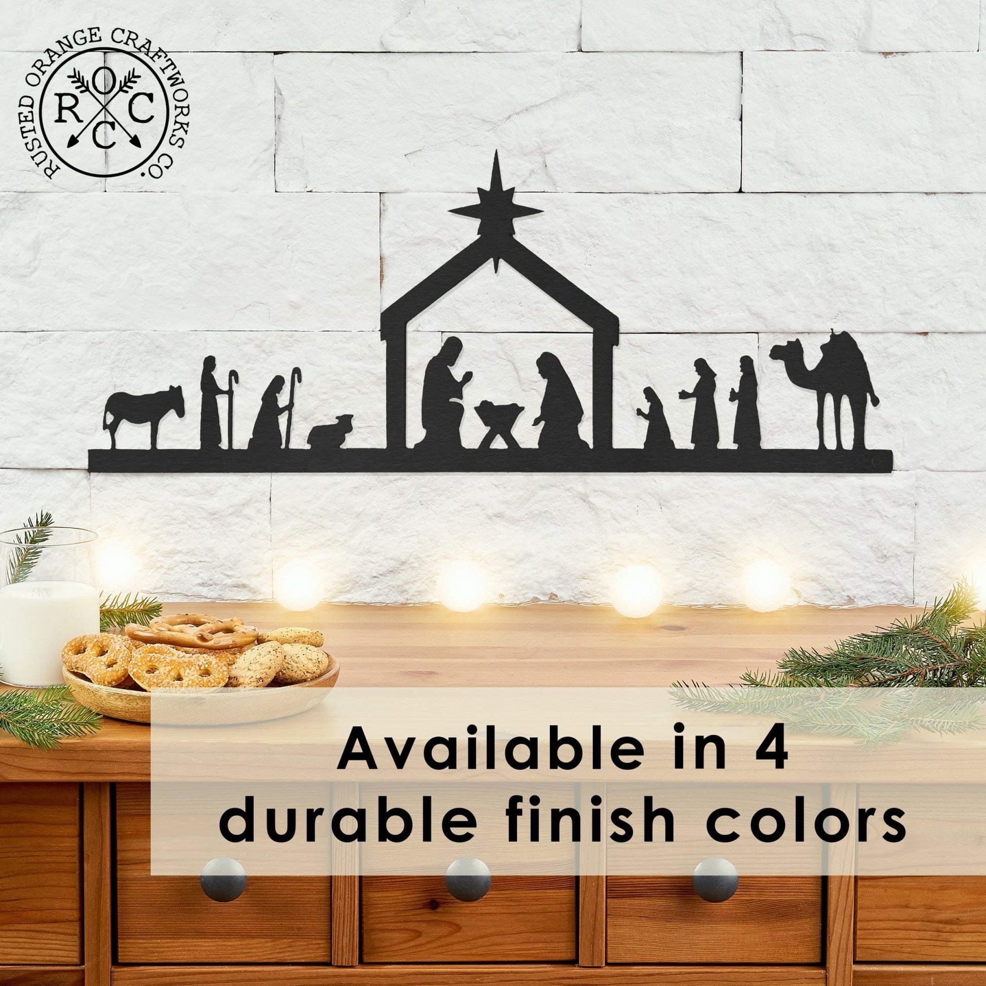 Single Piece Nativity - Indoor Metal Nativity Set with Figurines